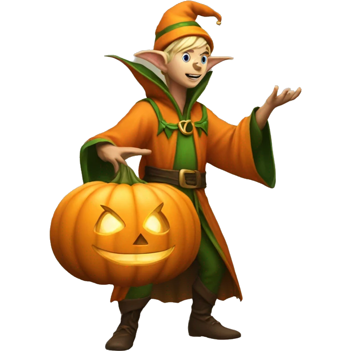pumkin elf male casting a spell emoji