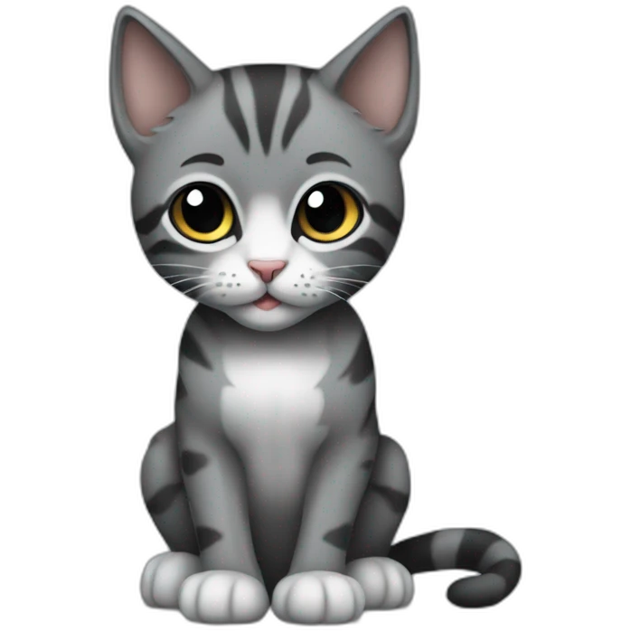full body grey and black playful baby skinny cat emoji