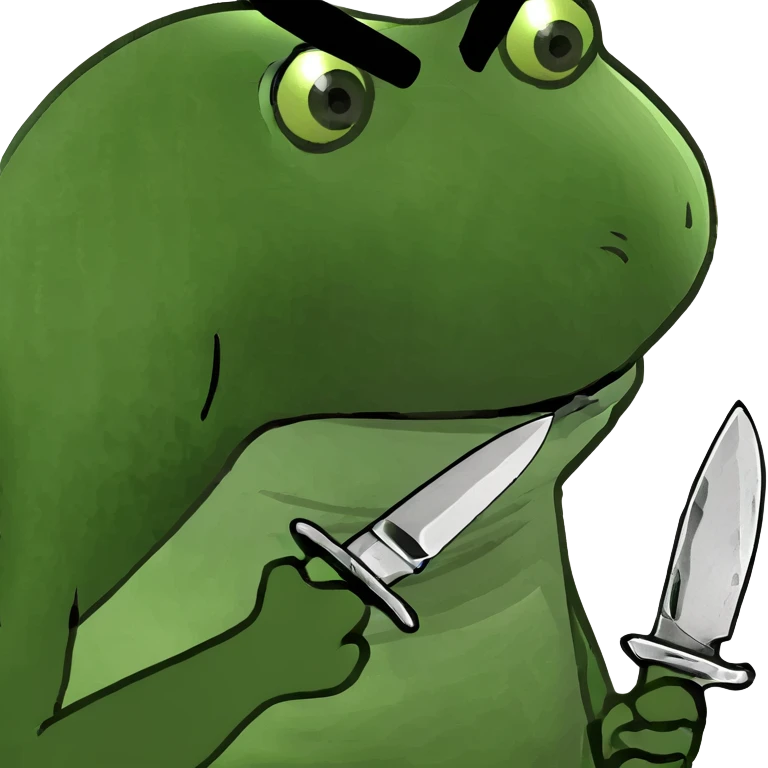 Angry Frog with knife emoji