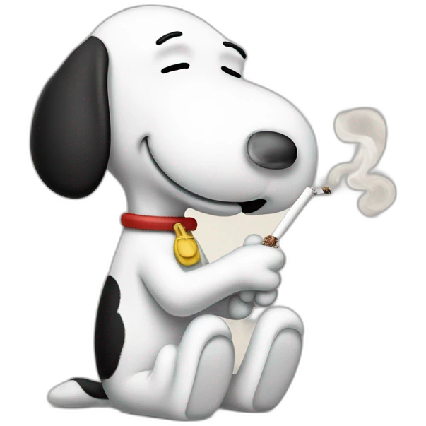 Snoopy ingaling a ciggy emoji