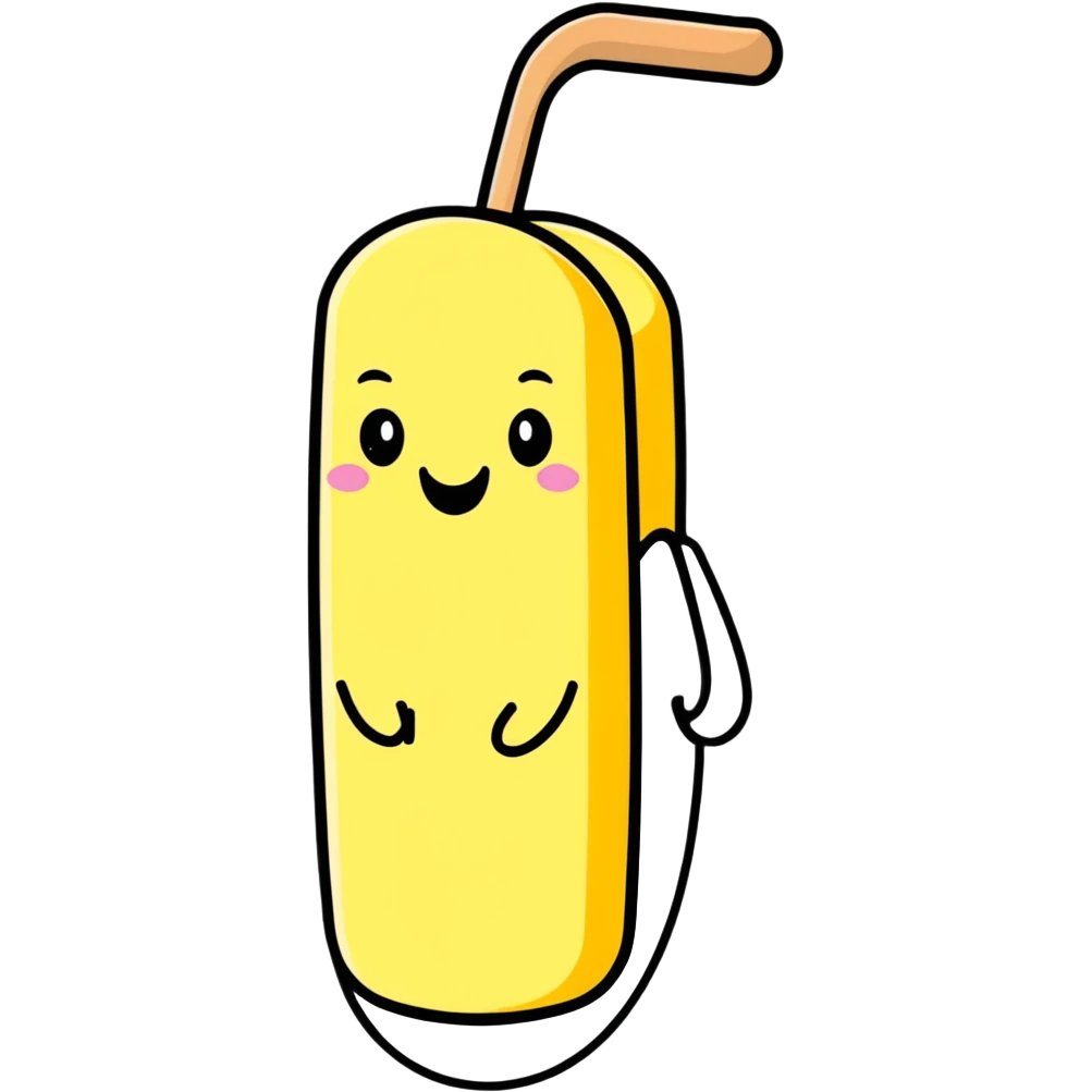 cute butter stick with a happy face emoji