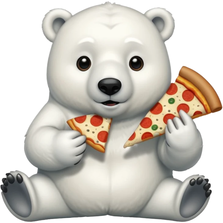 polar bear with pizza wearing coat emoji
