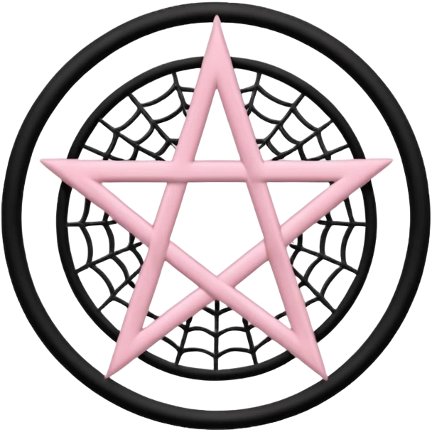 Light pink and black pentacle with spiderwebs  emoji