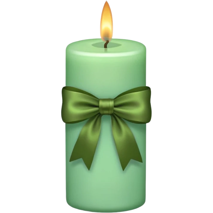 mint candle, with brown bow emoji