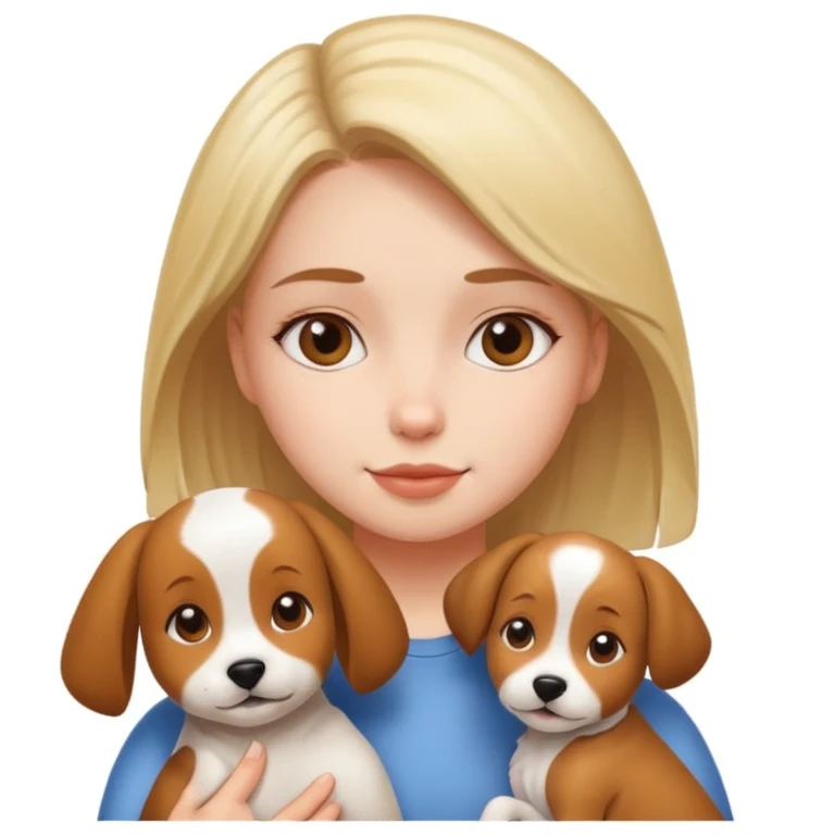 girl and dog posing cute emoji