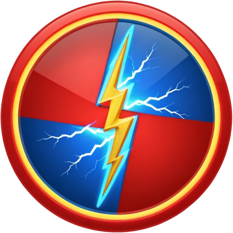Red and blue lightening in a circle shape with effects emoji