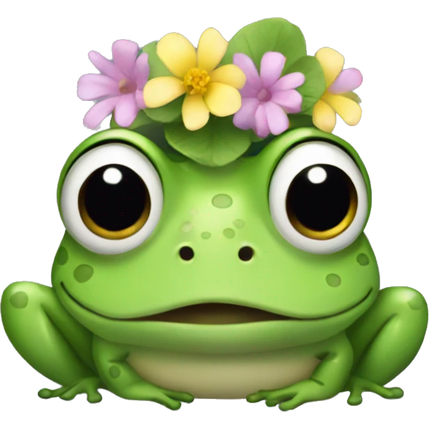 frog wearing a tiny flower crown emoji