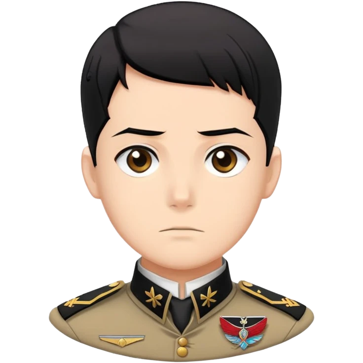 Levi Ackerman from Attack on Titan, with black undercut hair, serious expression, Scout Regiment uniform with cravat emoji