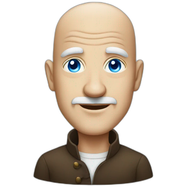 a bald old english man with bright blue eyes emoji