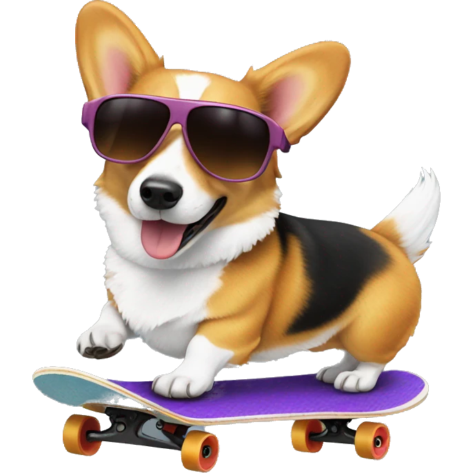 Corgi Dog with sunglasses skateboarding  emoji