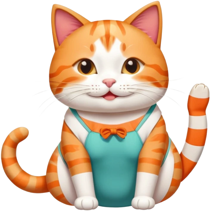 happy cat wearing a swimsuit made out of sushi emoji