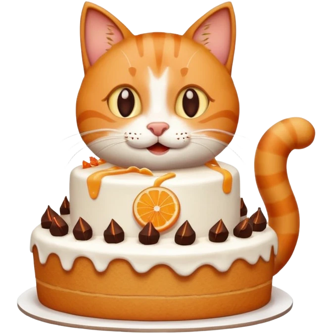Happy cat eats big cate emoji