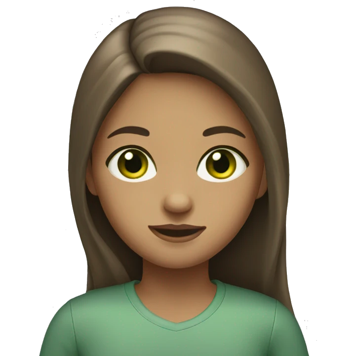 Girl with long brown hair, light skin and green eyes emoji