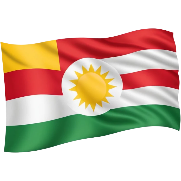 flag of Kurdistan with red, white and green horizontal stripes and a yellow sun symbol emoji