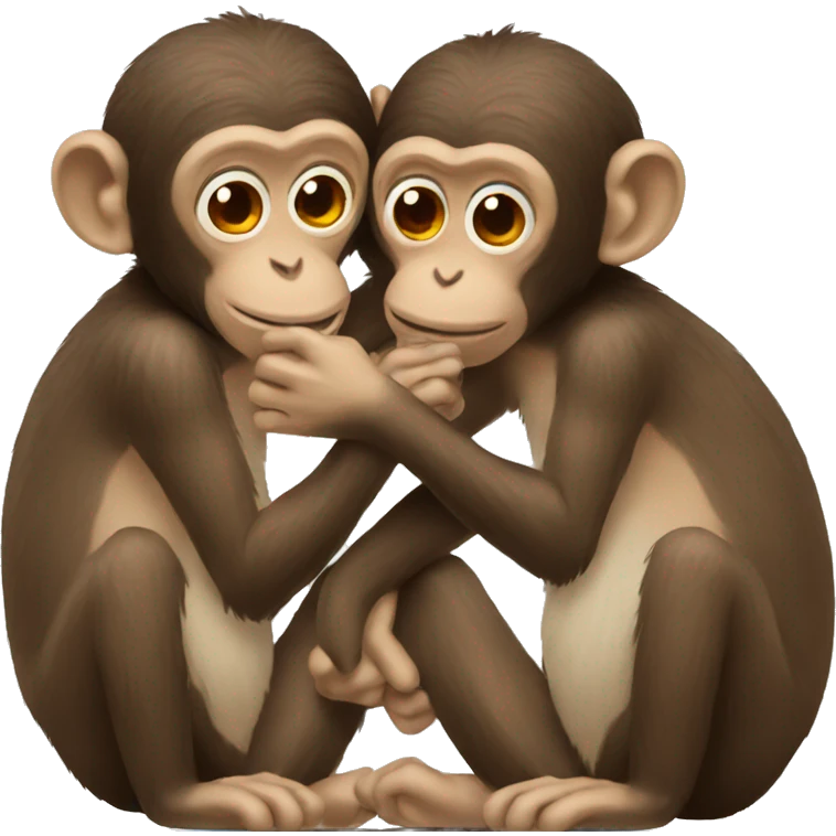 Two monkeys kissing emoji