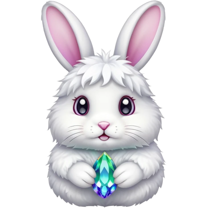 White Bunny with colours cristal emoji