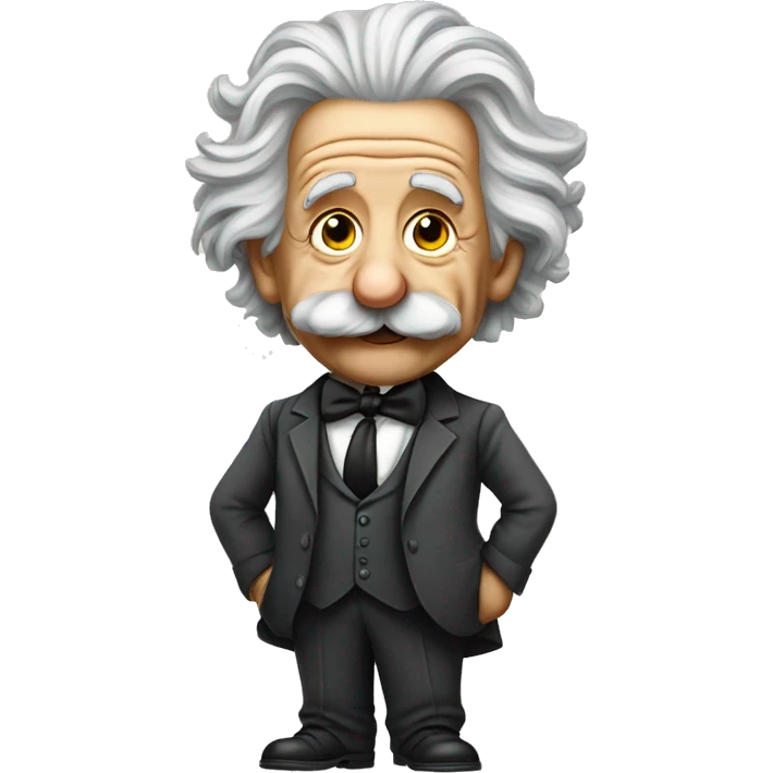full body mischievous looking albert Einstein  wearing a bow tie emoji