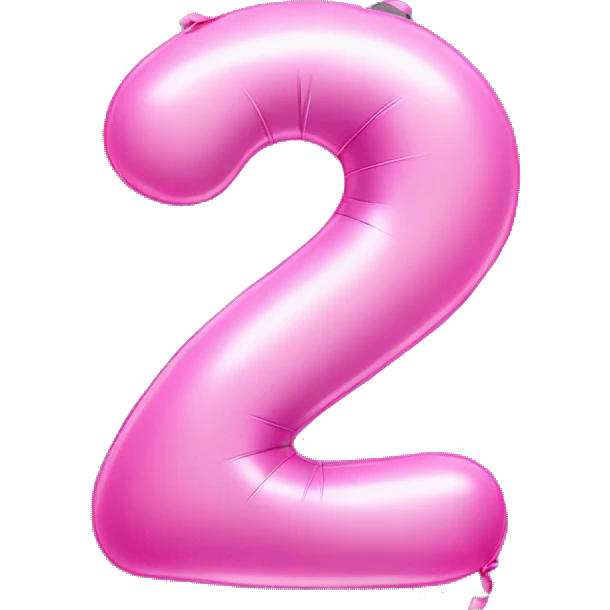 Pink baloon in the shape of number 2 more shiny emoji