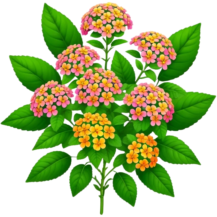 big bouquet Lantana flower, stem, leaf emoji