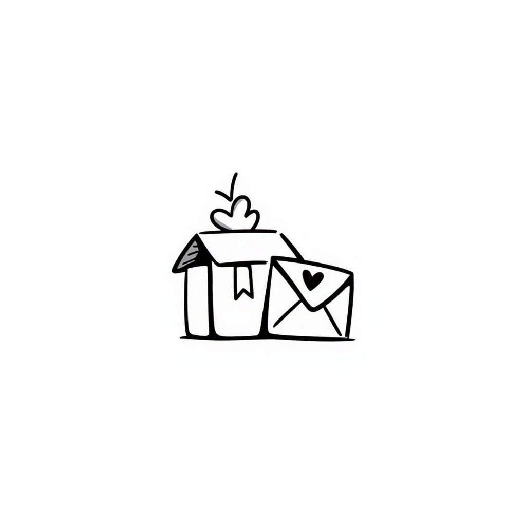 a box and an envelope together, hand-drawn doodle style emoji