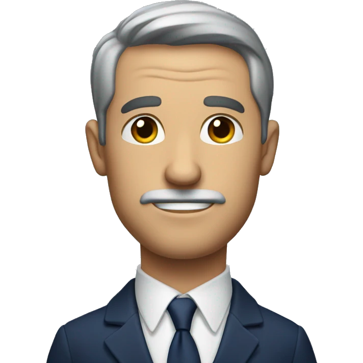 a man has no mustache or beard, he is dressed in a navy suit and carries a telescope emoji