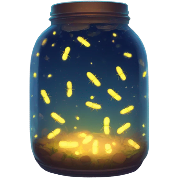 glowing jar filled with glowing fireflies studio ghibli style  emoji
