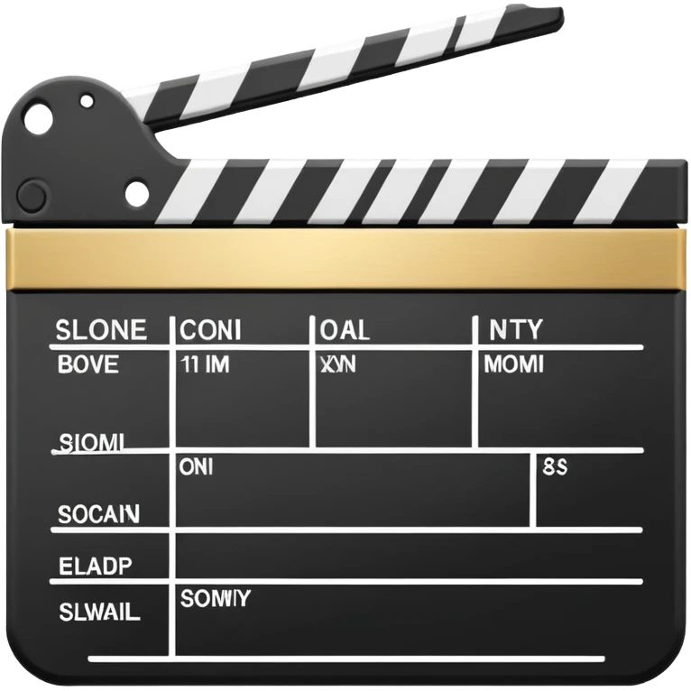 movie slate emoji with gold upper rectangle and white lower rectangle, black diagonal line across front emoji