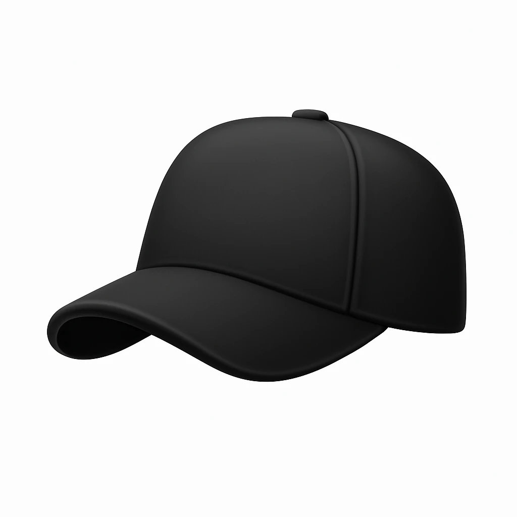 Make a black hat emoji exactly like the reference image, in iOS emoji style. Same shape, color, and texture, smooth and shiny. The style should resemble iOS emoji style. emoji