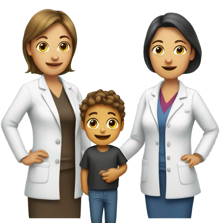 mamá con hijo y enfermera emoji