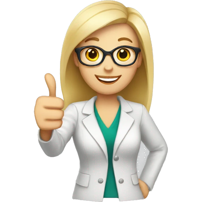 teacher white woman shows thumbs up emoji