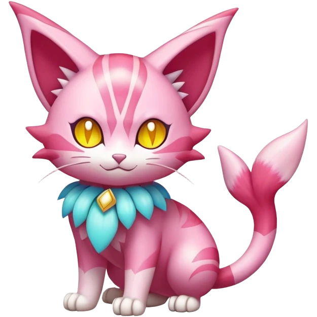 Shiny Magical Elemental Colorful Exotic Skitty-Delcatty-Pokémon-Fakémon-hybrid-creature (full body) emoji