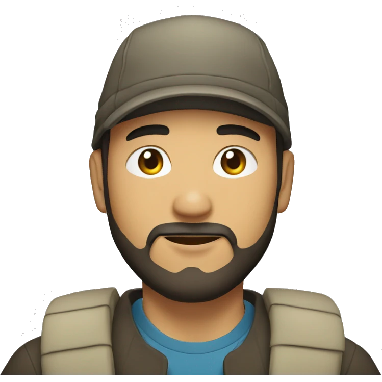A GUY AT 23, KYRGYZ, WITH A KYRGYZ HAT ON HIS HEAD, WITH A BEARD emoji