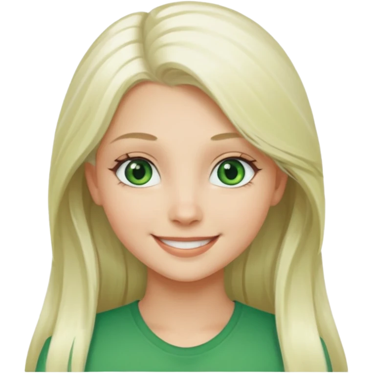 Long platinum blonde hair girl with green eyes  emoji
