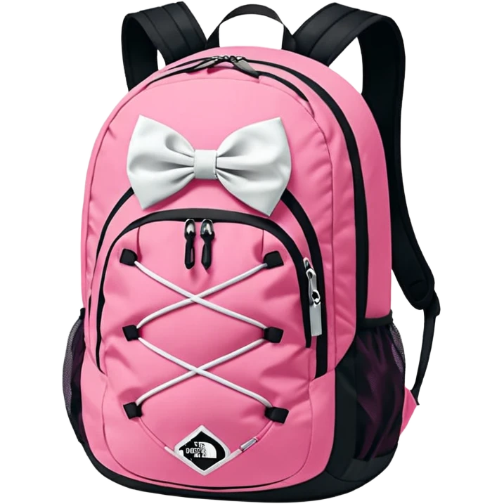 Pink north face jester backpack with white bows emoji