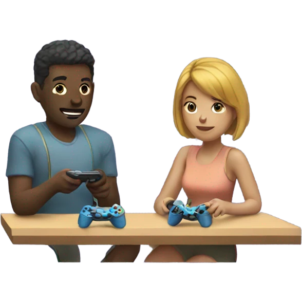 Two people playing video games emoji