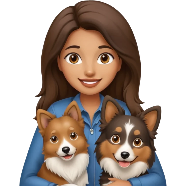Gorgeous Latina photographer with cute collie dog emoji