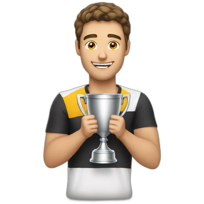 A guy with the Winner cup emoji