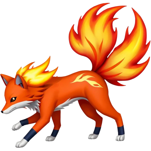 Naruto nine tailed fox, flames, aura emoji