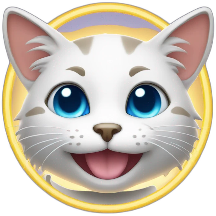 Smiling cat face with halo above it emoji