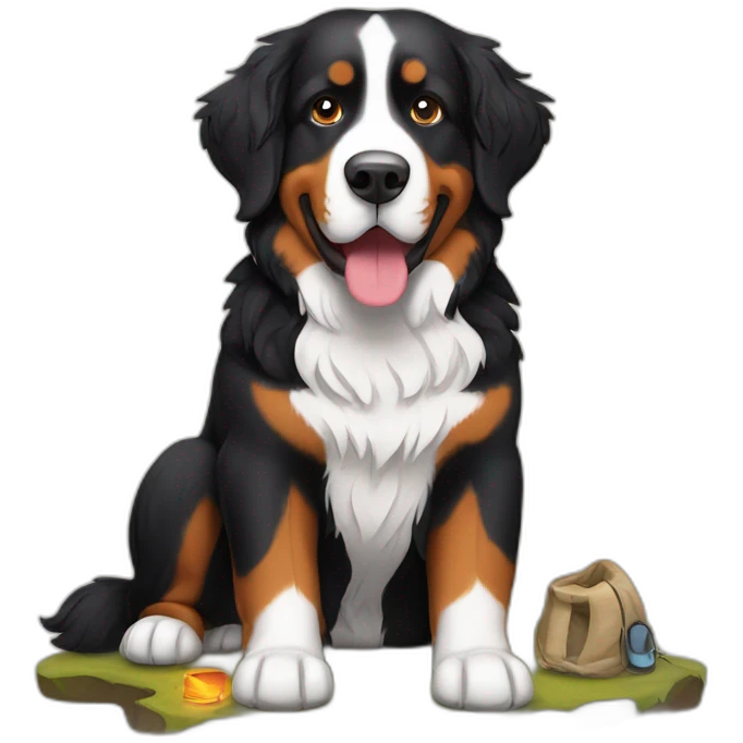 bernese mountain dog camping emoji