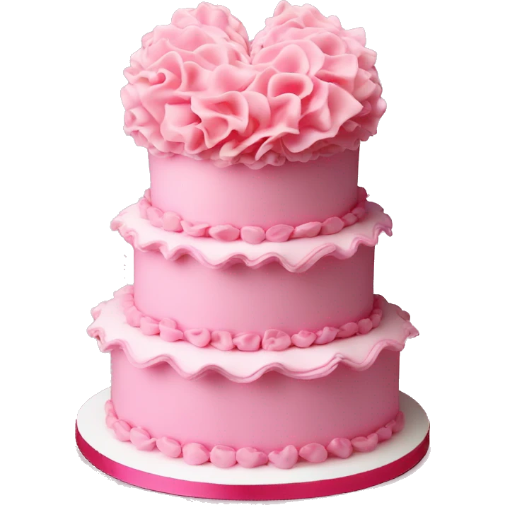 Birthday cake heart ruffles pink coquette three tier emoji