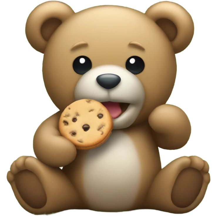 Teddy bear eating a cookie sitting on grass emoji