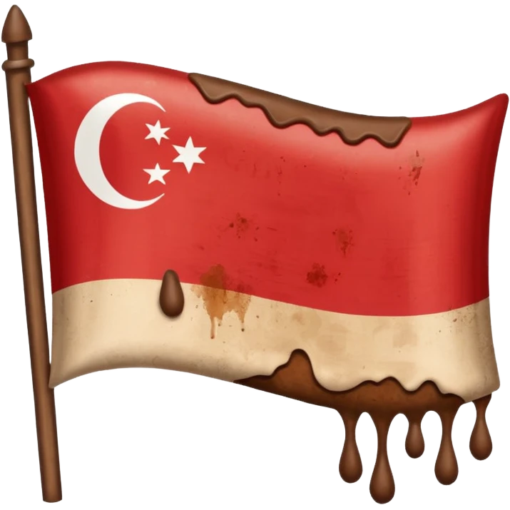 Make a Indonesian flag but there's poop inside the flag emoji
