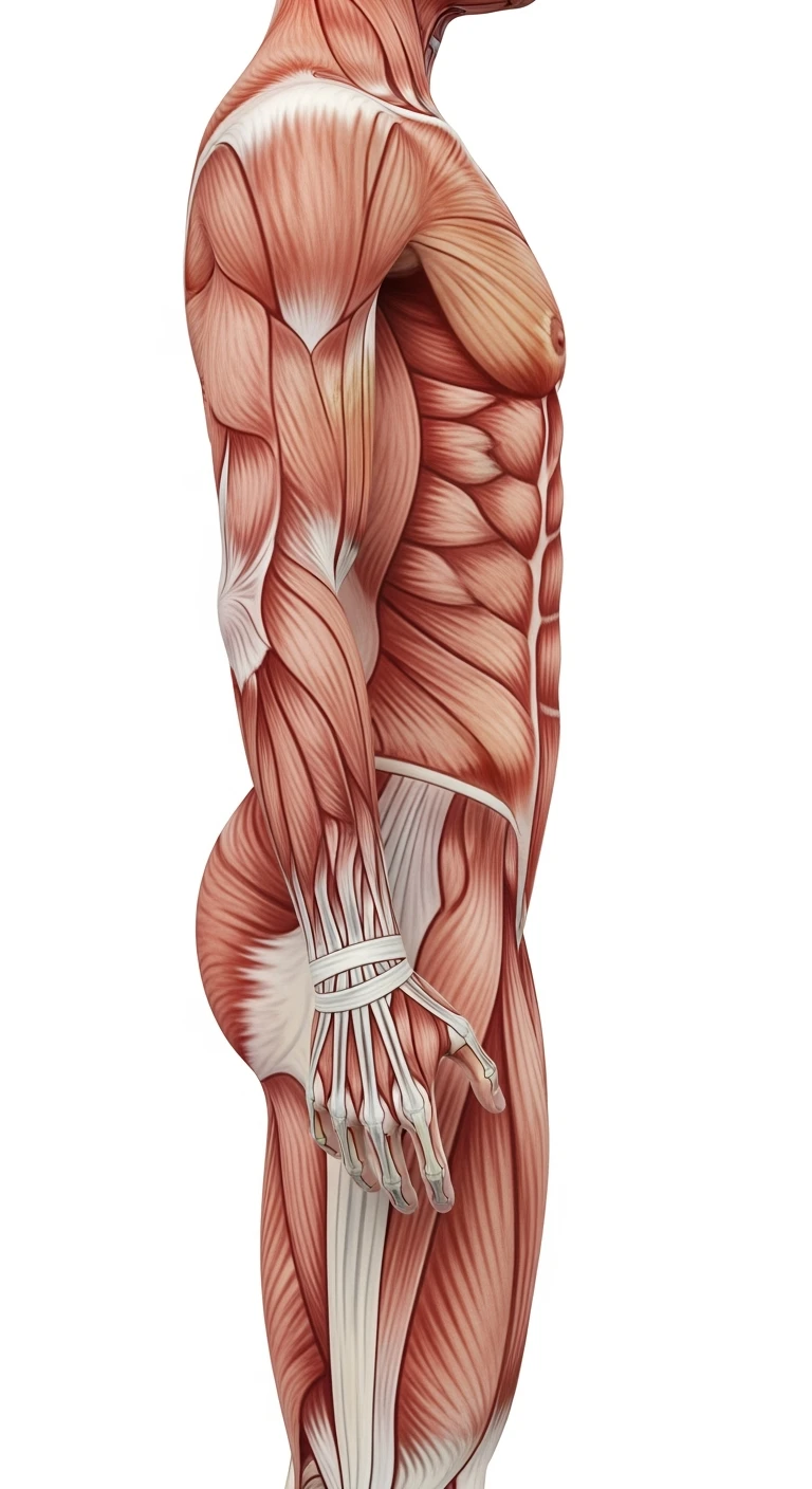 corpo umano anatomico di profilo realistico con schiena piatta e glutei piatti, sfondo bianco, iperrealistico 4k emoji