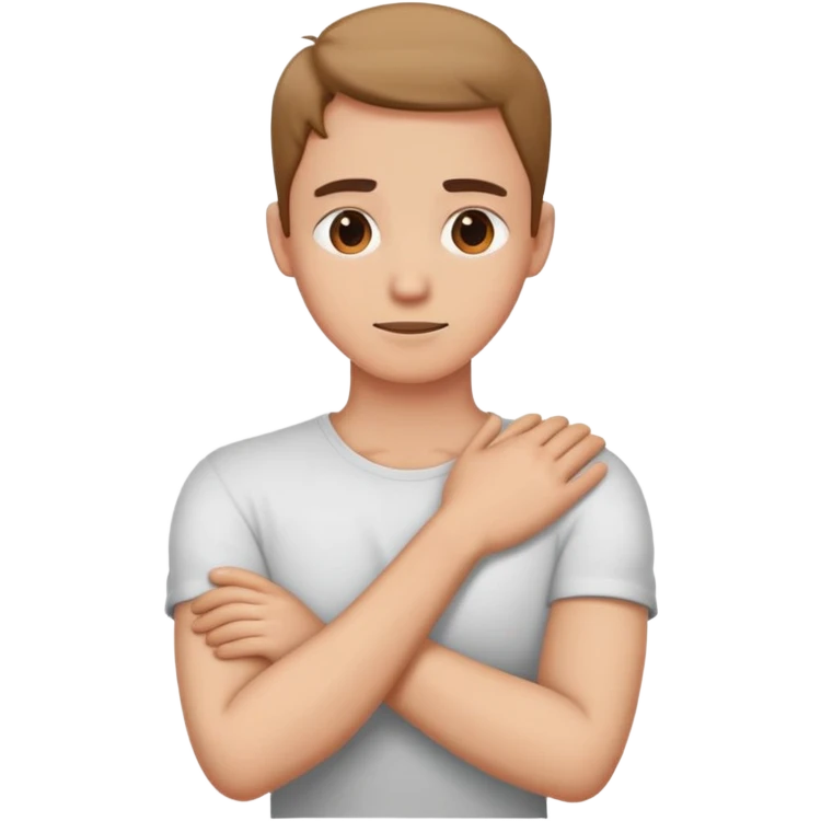 Arms crossed holding neck emoji