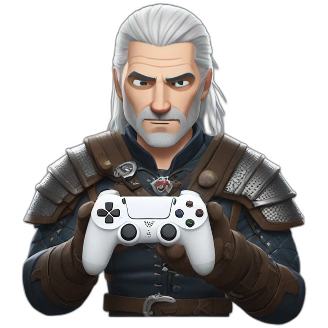 geralt of rivia using a ps5 controller emoji