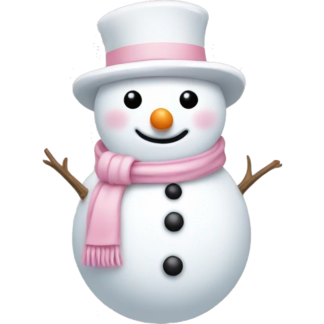 Cute white and light pink snowman emoji