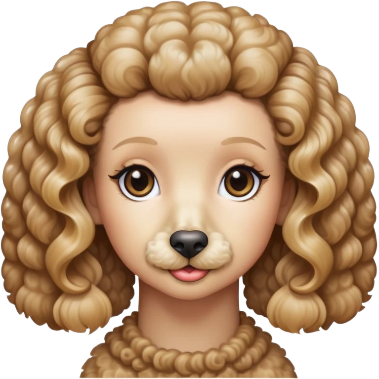 poodle with lady with balayage hair emoji