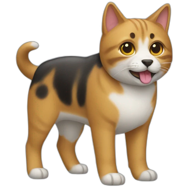 Un chat sur un chien emoji