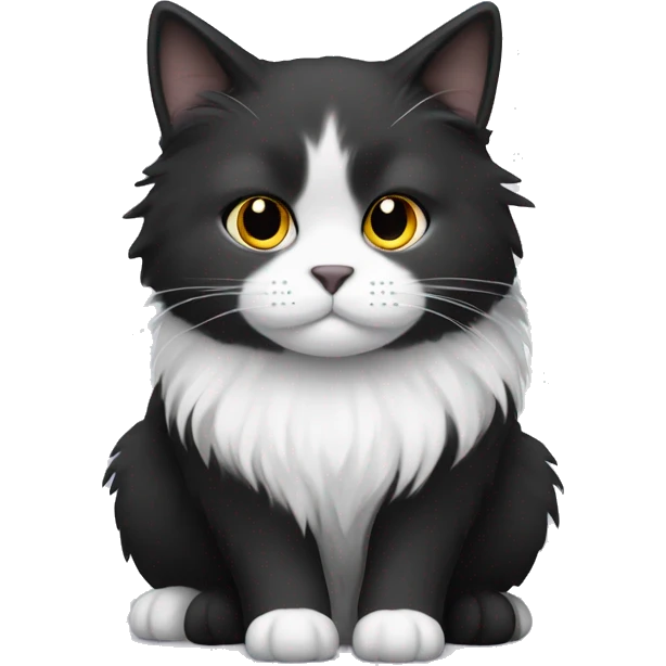 black and white fluffy cat emoji